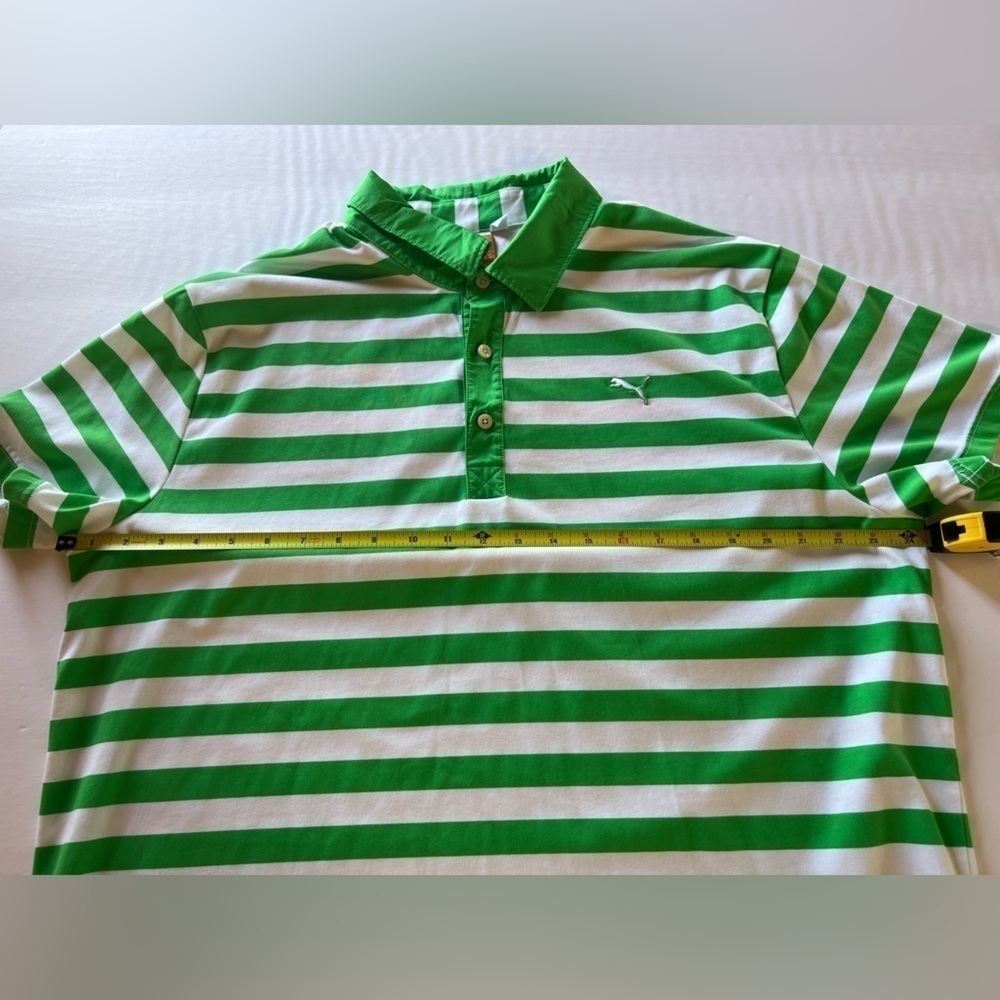 NWOT PUMA performance colorful polo green white striped rainbow sz XL streetwear - Picture 5 of 8